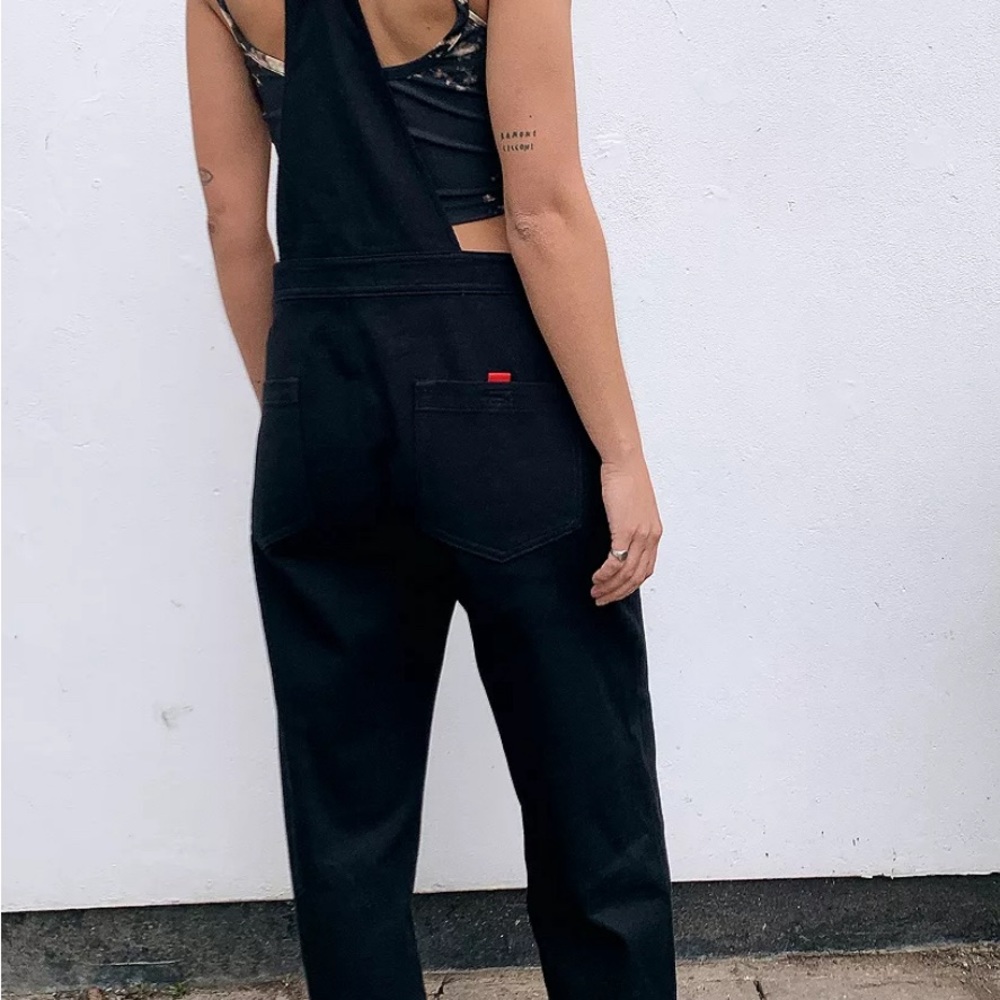 Adidas Originals Denim Jean Bib Overalls Women's 0/XXS Black Straight Leg Bibs - Picture 2 of 6